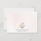 Blush Pink Flowers, Greenery, Boho, Floral Baptism Dankeskarte (Rückseite)