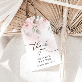 Blush Pink Flowers, Greenery, Boho, Floral Baptism Geschenkanhänger