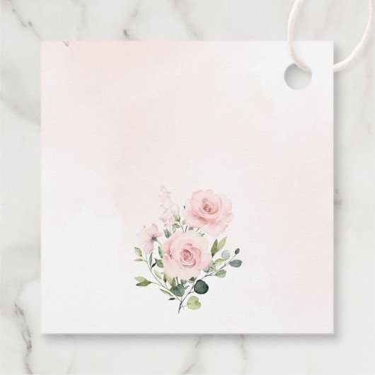 Blush Pink Flowers, Greenery, Boho, Floral Baptism Geschenkanhänger (Rückseite)