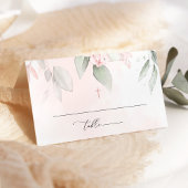 Blush Pink Flowers, Greenery, Boho, Floral Baptism Platzkarte