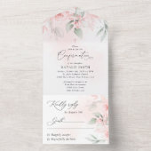 Blush Pink Flowers, Greenery, Floral Confirmation All In One Einladung (Innen Boden)