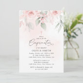 Blush Pink Flowers, Greenery, Floral Confirmation Einladung (Stehend Vorderseite)
