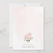 Blush Pink Flowers, Greenery, Floral Confirmation Einladung (Rückseite)