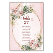 Blush Pink Flowers Wedding Table Number Decor Tischnummer (Vorderseite)