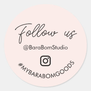 Blush Pink Folgen Sie uns auf Instagram Packung Runder Aufkleber
