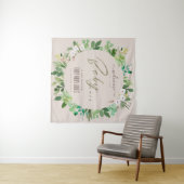 BLUSH PINK FOLIAGE WATERCOLOR BABY DUSCHE WILLKOMM WANDTEPPICH (Beispiel (Horizontal))