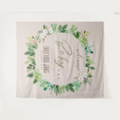 BLUSH PINK FOLIAGE WATERCOLOR BABY DUSCHE WILLKOMM WANDTEPPICH (Vorderseite (Horizontal))