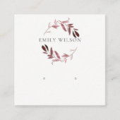 BLUSH PINK FOLIAGE WATERCOLOR EARRING DISPLAY LOGO QUADRATISCHE VISITENKARTE (Vorderseite)