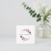 BLUSH PINK FOLIAGE WATERCOLOR WREATT BERUFLICH QUADRATISCHE VISITENKARTE (Stehend Vorderseite)