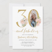 Blush Pink Foto 30. Geburtstag Einladung (Vorderseite)