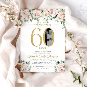 Blush Pink Foto 60 Jahre alt Einladung