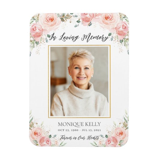 Blush Pink Foto Beerdigung Gedenkstein Vielen Dank Magnet (Vertikal)