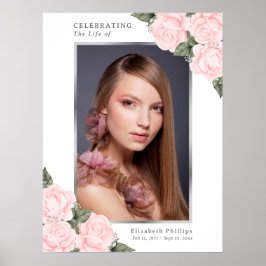 Blush Pink Foto Gedenkstätte Beerdigung Zeichen Poster