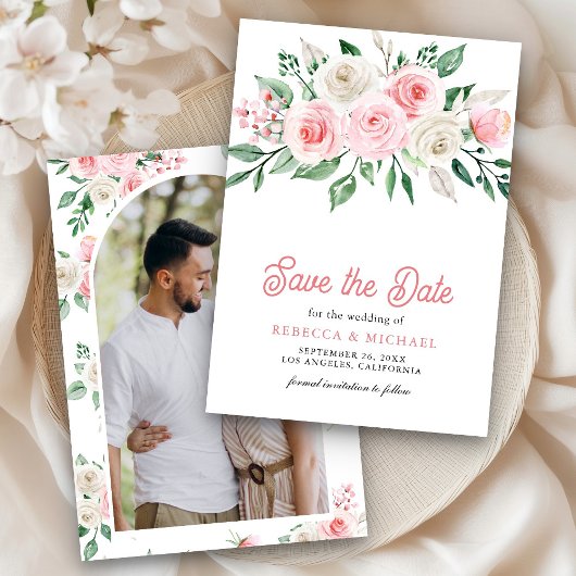 Blush Pink Foto Hochzeit Save The Date
