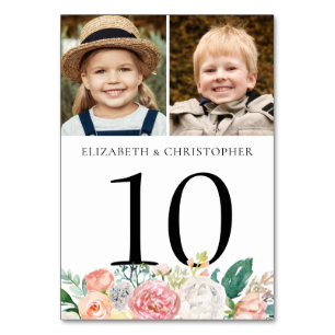 Blush Pink Foto Hochzeit Tischnummer Zeichen