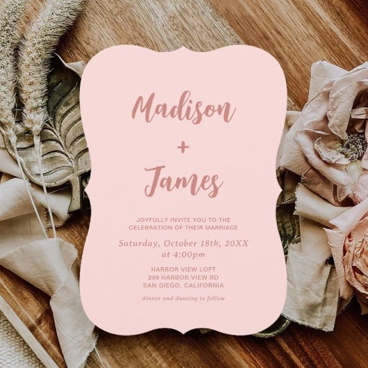 Blush Pink Foto Hochzeitseinladung Einladung