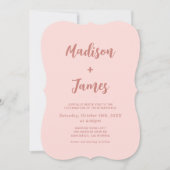 Blush Pink Foto Hochzeitseinladung Einladung (Vorderseite)