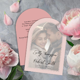 Blush Pink Foto Kalligrafie Script Hochzeit Einladung