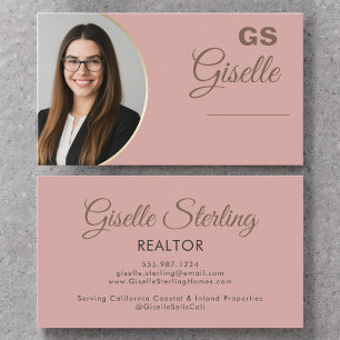 Blush Pink Foto Monogram Realtor Luxus Visitenkarte