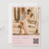 Blush Pink Foto QR Code Hochzeit Einladung (Rückseite)