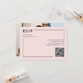 Blush Pink Foto QR Code Hochzeitsszenierung RSVP U Karte (Vorderseite/Rückseite Beispiel)
