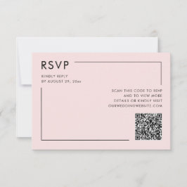 Blush Pink Foto QR Code Hochzeitsszenierung RSVP U Karte