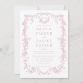 Blush Pink Foto Viktorianische französische Hochze Einladung (Vorderseite)