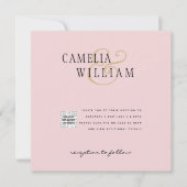 Blush PINK Foto Wedding Invite QR Code Retten Datu (Vorderseite)