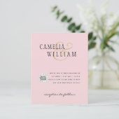 Blush PINK Foto Wedding Invite QR Code Retten Datu (Stehend Vorderseite)