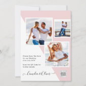 Blush PINK Foto Wedding Invite QR Code Retten Datu Einladung (Vorderseite)