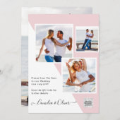 Blush PINK Foto Wedding Invite QR Code Retten Datu Einladung (Vorne/Hinten)