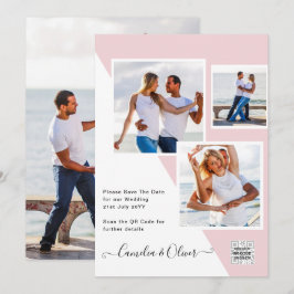 Blush PINK Foto Wedding Invite QR Code Retten Datu Einladung
