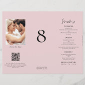 Blush Pink Foto Wedding Menu Table No Trifold (Vorderseite)