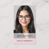 Blush Pink Fotograf QR Code Foto Modernes Visitenkarte (Vorderseite)