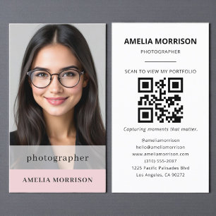 Blush Pink Fotograf QR Code Foto Modernes Visitenkarte
