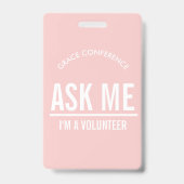 Blush Pink Frag mir, ich bin ein Freiwilliger-ID-A Ausweis (Back)