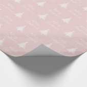Blush Pink Frohe Weihnachten Weiße Weihnachtsbaum Geschenkpapier (Ecke)