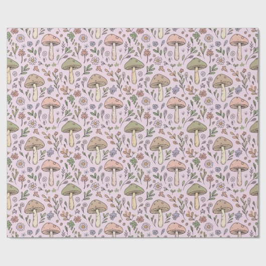 Blush Pink Fungi Seamless Pattern Gift Geschenkpapier (Flach)