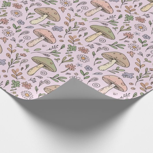 Blush Pink Fungi Seamless Pattern Gift Geschenkpapier (Ecke)