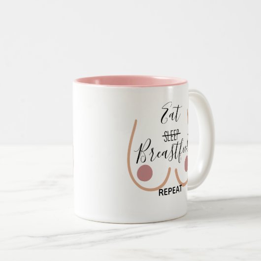 Blush Pink Funny Eat Schlaf Stillen Wiederholung M Zweifarbige Tasse (VorderseiteRechts)