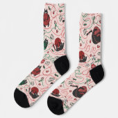 Blush Pink Funny Kitten Liebe Garn Weihnachten Socken (Linkes Detail)