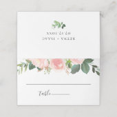 Blush Pink Garden Bloral Wedding Platzkarte (Außenseite Aufgefaltet)