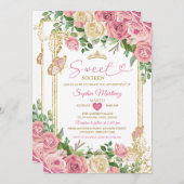 Blush Pink Garden Floral Sweet 16. Girl Birthday Einladung (Vorne/Hinten)
