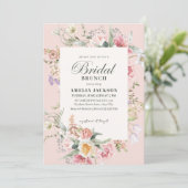Blush pink garden flowers spring Bridal shower Einladung (Stehend Vorderseite)