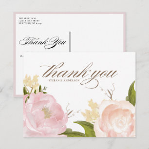 Blush Pink Garden Rose Abschluss Vielen Dank Postkarte