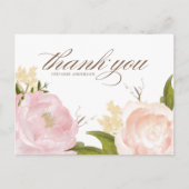 Blush Pink Garden Rose Abschluss Vielen Dank Postkarte (Vorderseite)