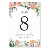 Blush Pink Garden Rose und Peonies Bloral Wedding Tischnummer (Rückseite)