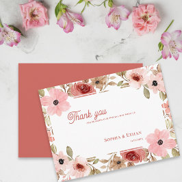 Blush Pink Garden Theme Floral Wedding Thank You Postkarte