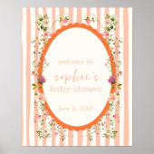 Blush Pink Garden Wreath Baby Dusche Begrüßungszei Poster (Vorne)