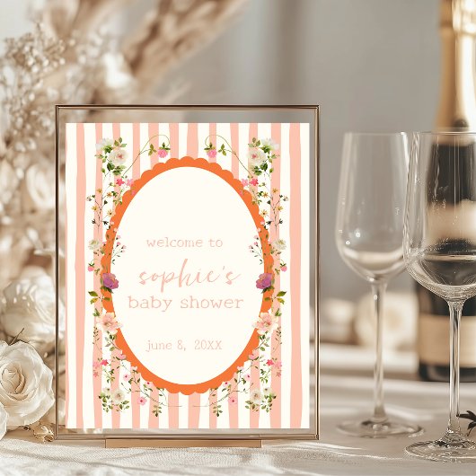 Blush Pink Garden Wreath Baby Dusche Begrüßungszei Poster